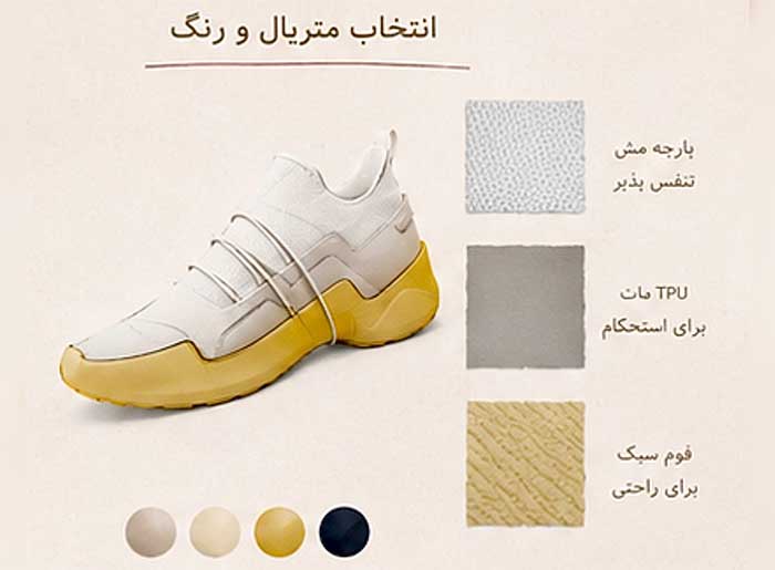 انتخاب متریال در طراحی اسنیکر
