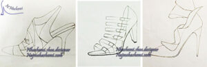 نمونه طراحی کفش از نمای نیمرخ و سه رخ کار دانشجوی بسته کامل نجمه هاشمی