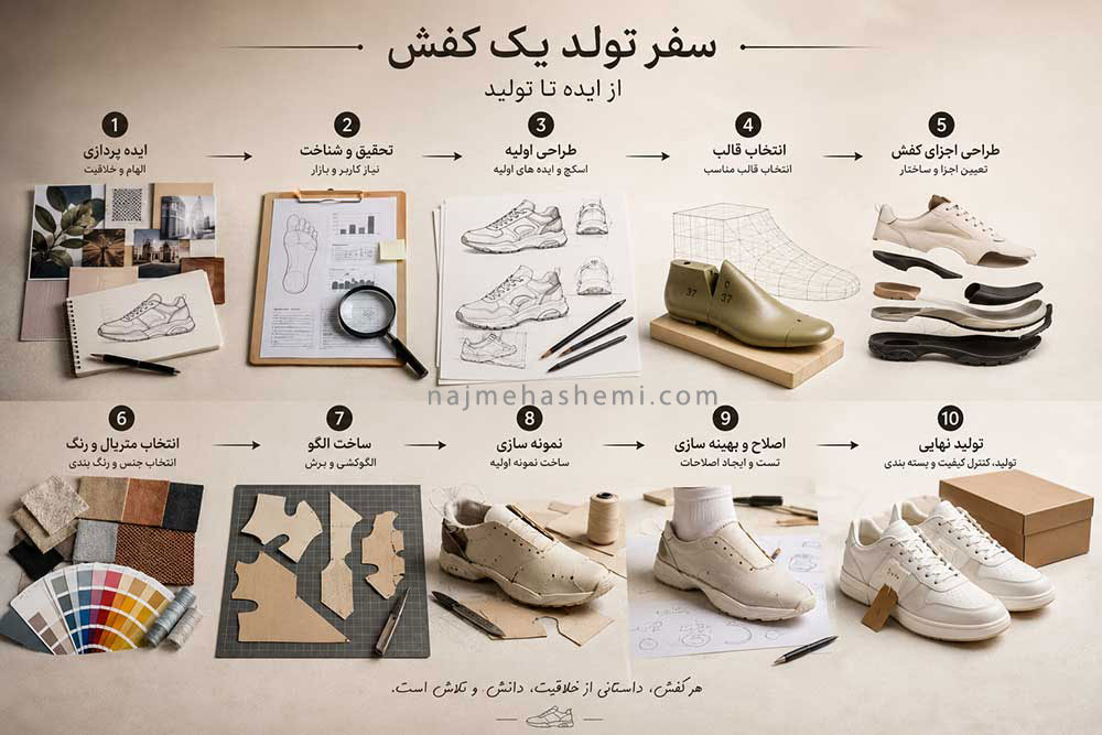 مراحل طراحی و ساخت کفش